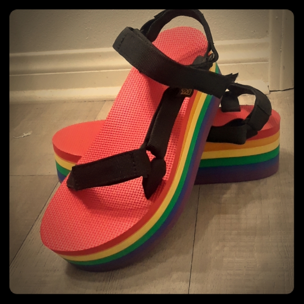 Gay Pride Rainbow Teva Flatform Sandals